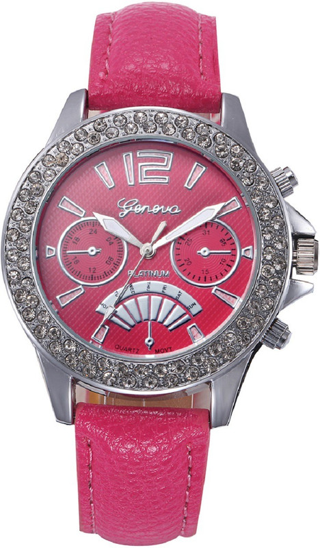 Geneva Platinum Studded Analog Watch - For Women