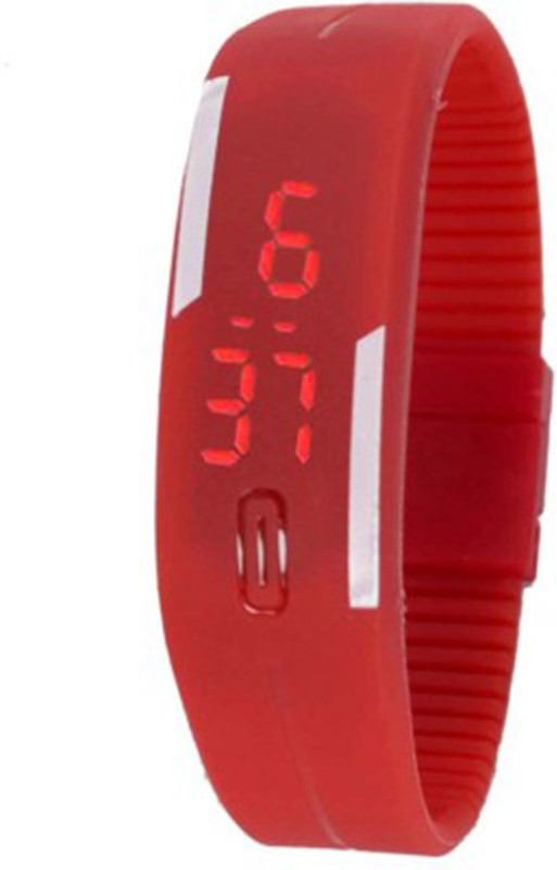 Muun Red Rubber Magnet Led Digital Watch - For Boys Muun Red Rubber Magnet Led Digital Watch - For Boys