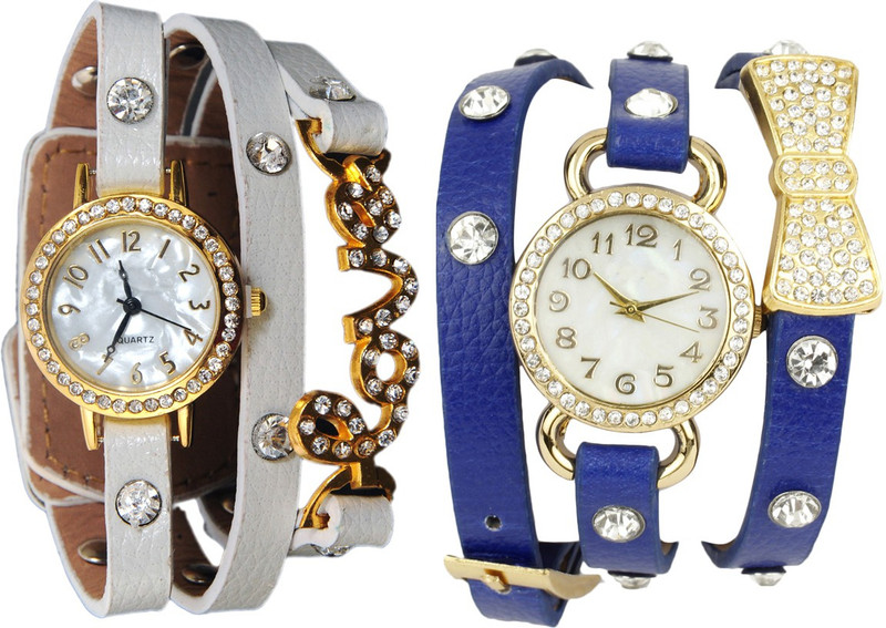 COSMIC GEN6647 PACK OF TWO DIAMOND STUDDED DESIGNER WOMEN WATCHES Analog Watch - For Women