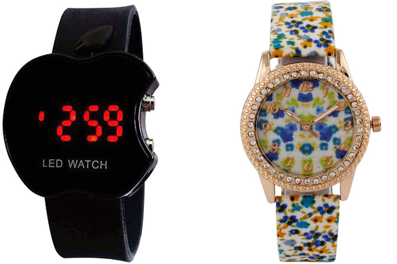 COSMIC DIAMOND STUDDED ANALOG MULTICOLOR WOMEN WATCH MODEL-4 WITH FREE BLACK APPLE LED Analog-Digital Watch - For Women