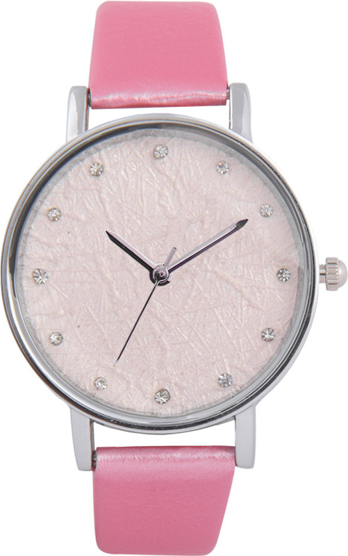 3wish Light Pink Dial Leather Strap Analog Watch  - For Women