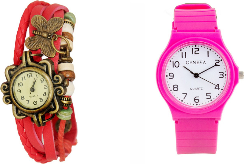 COSMIC BRACELET WATCH HAVING BUTTERFLY VINTAGE PENDANT WITH PINK GIRLS ANALOG WATCH W WEE - 112122 Analog Watch - For Women