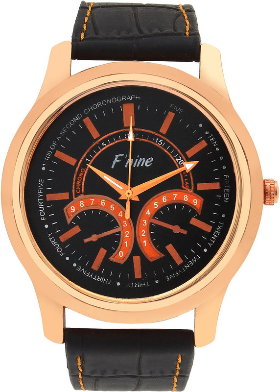 Fnine vintage look crocodile leather strap Analog Watch - For Men