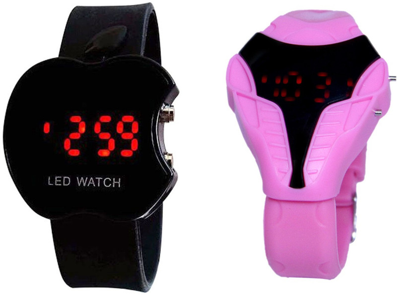 COSMIC SET OF 2 KIDS LED WATCH BLACK APLLE LED +PINK LED COBRA Digital Watch - For Men