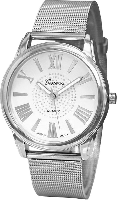 Geneva Platinum Stylish Roman Dial Mesh Strap Analog Watch - For Women