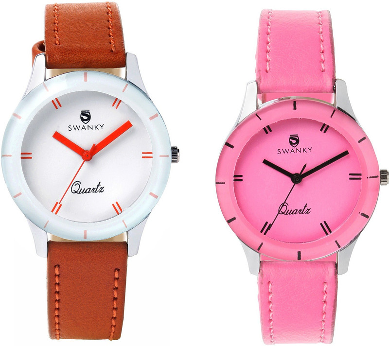 Swanky F-Cmb_SetPln01_Pnk-Br Analog Watch - For Women