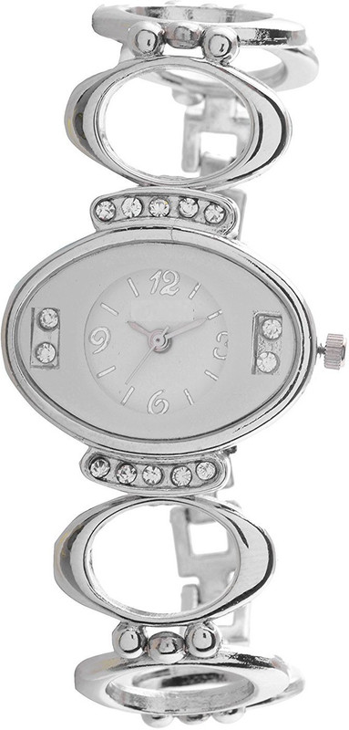 Rokcy Fancy Silver Greasy Analog White Dial Girls' Watch - Women Analog Watch - For Girls