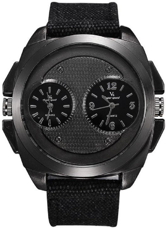 V6 Big Size Dual Time Fabric Strap V6256 Analog Watch - For Men
