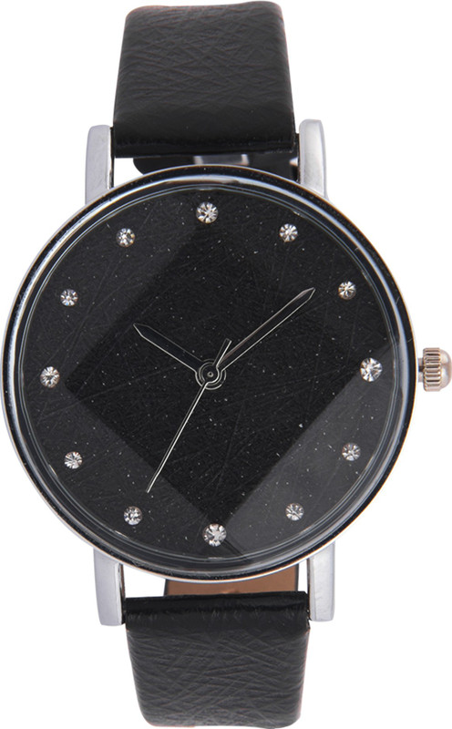 3wish Black Dial Leather Strap Analog Watch  - For Women
