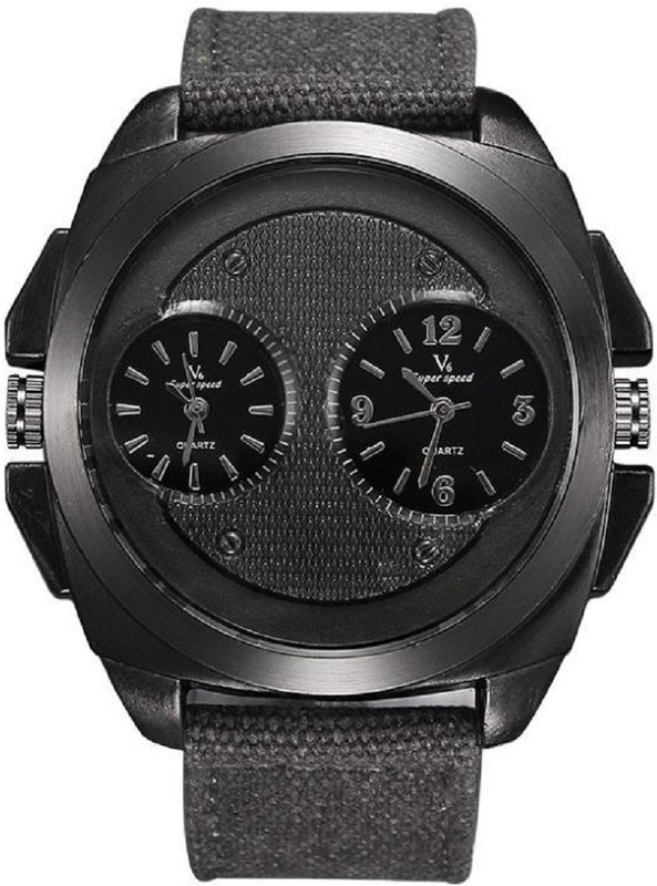 V6 Big Size Dual Time Fabric Strap V6259 Analog Watch - For Men