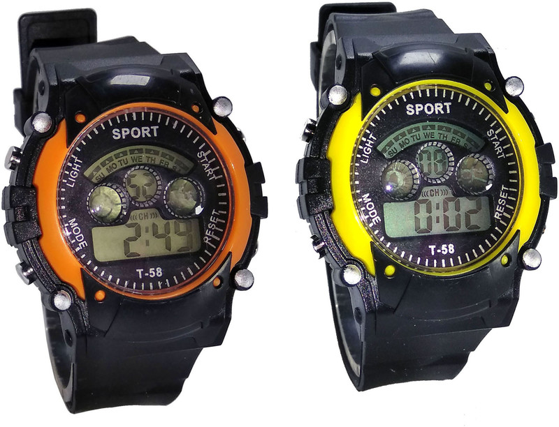 Faas FAAS Black Dail Watch Combo 7 lights Digital Watch - For Boys & Girls