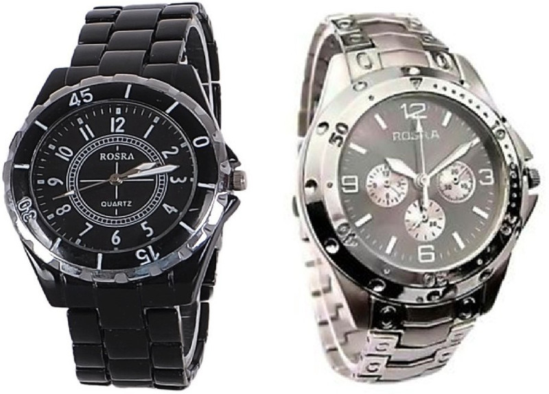 Rosra Black-Silver Analog Watch - For Men