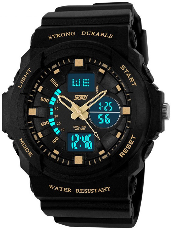 Skmei ADAJ0955-GLD Lcd Analog-Digital Watch - For Men Skmei ADAJ0955-GLD Lcd Analog-Digital Watch - For Men