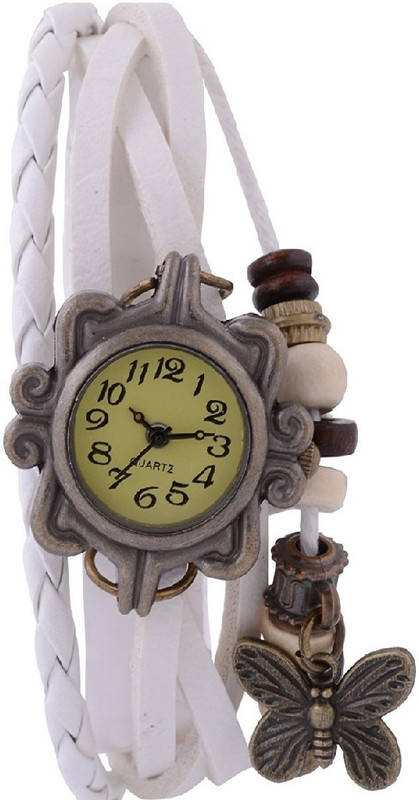 Rokcy Fancy Butterfly Analogue Beige Dial White Women Watch Analog Watch - For Girls