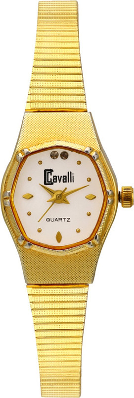 Cavalli CW107 White Dial Gold Designer Bracelet Analog Watch - For Women