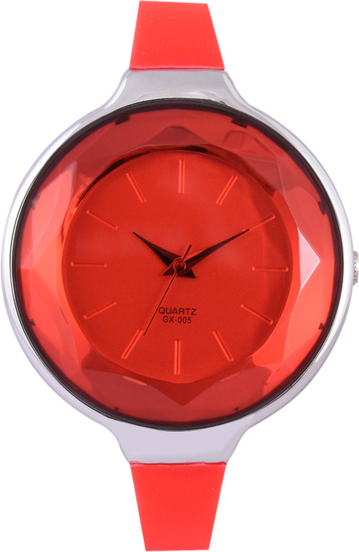 3wish Red Crystal Glass Dial Analog Watch  - For Women