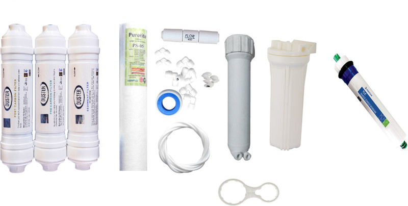 Duster 1 Year RO service Kit with Inline set, Pentair 75 GPD membrane, Housing (MH), Bowl, Spun and Other Accessories Solid Filter Cartridge(0.001, Pack of 12)