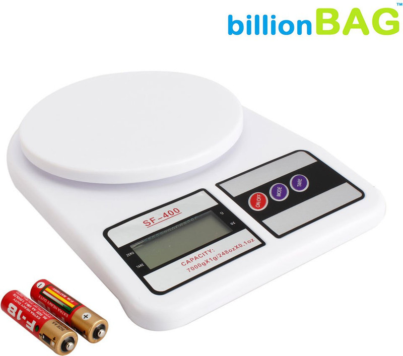 Billionbag SF400 7 Kg With inbuilt Batteries Electronic Kitchen Weighing Scale(Off-White)