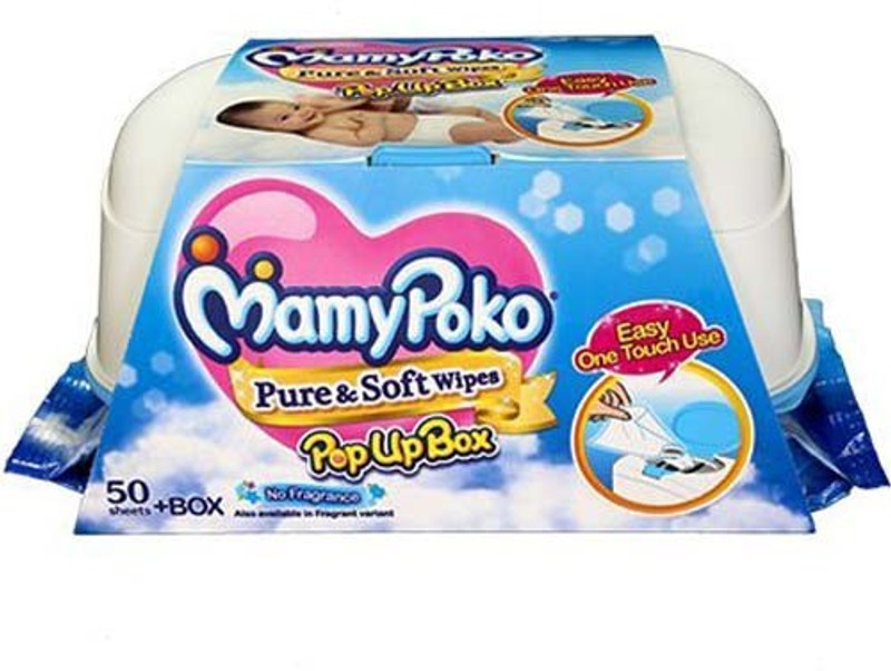 MamyPoko Pure and Soft No Fragrance Wipes Box (Dark Blue, 50 sheets)