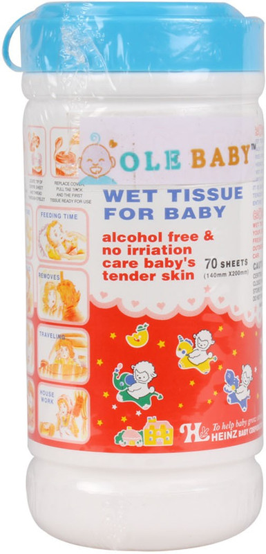 Ole Baby Multipurpose Extra Thick Moisterized Infant and Mother Sensitive Face & Hand, Fragrance Free,Wet Tissue(70 Pieces)