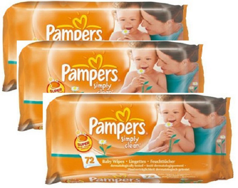 Pampers Simply Clean Wipes 72 pcs(3 Pieces)