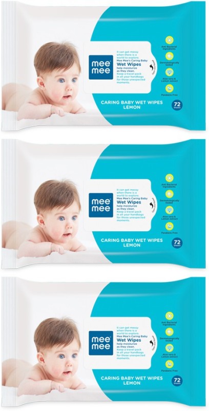 Mee Mee Caring Baby Wet Wipes with Aloe Vera (72 pcs) (Pack...