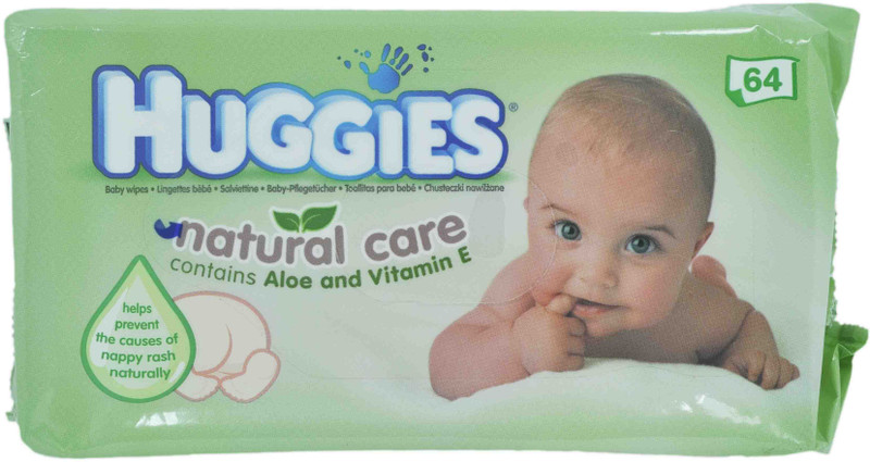 Huggies NATURAL CARE WITH ALOE AND VIT.E (MADE IN U.K)(64 Pieces)