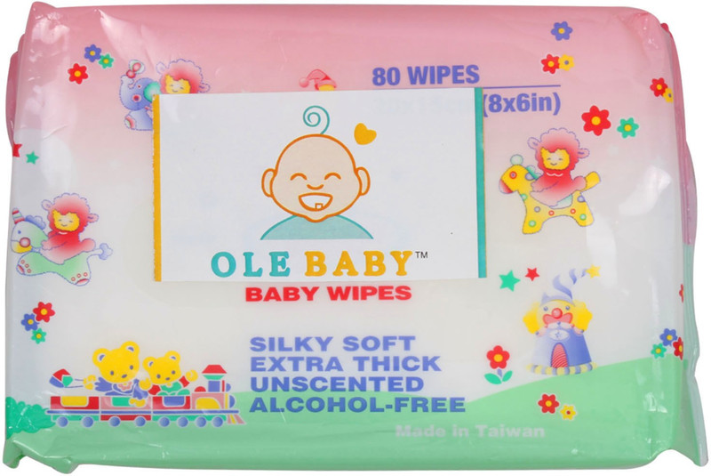 Ole Baby Multipurpose Extra Thick Aloe Vera Moisterized Infant and Mother Sensitive Face & Hand Fragrance Free,Wet Tissue(80 Pieces)