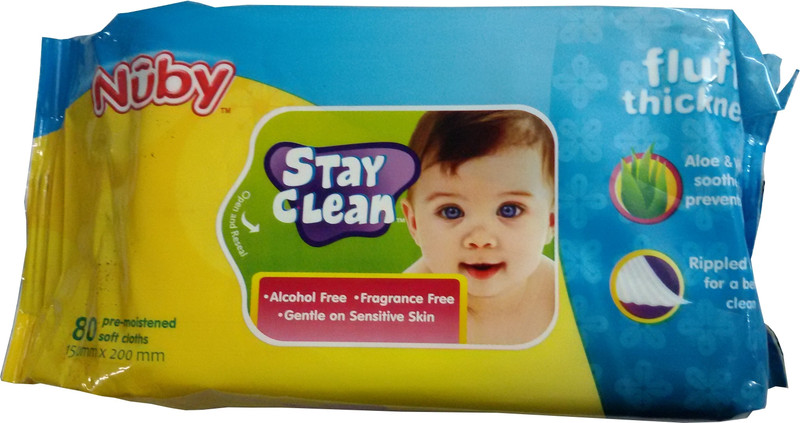 Nuby Stay Clean Soft Clothes(80 Pieces)