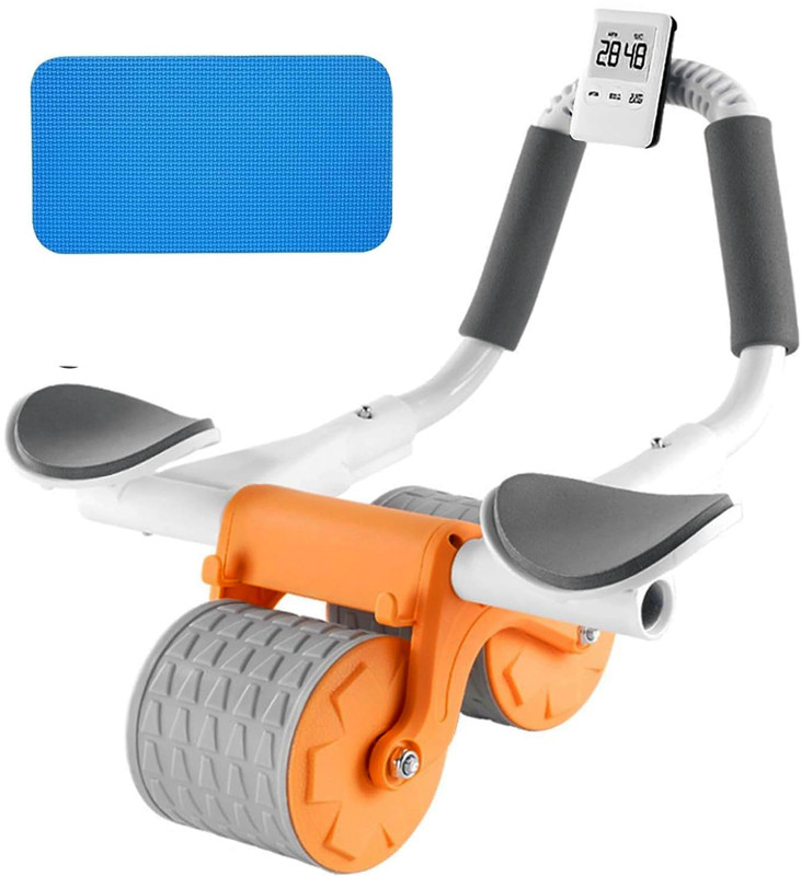 US1984 Abs Roller Wheel for Gym Exercise Fitness Equipment Auto Rebound With Mat Timer Ab Exerciser(Orange)