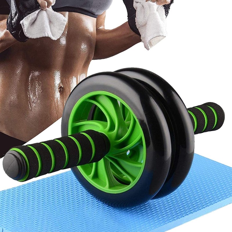 AJRO DEAL Double-wheeled Abdominal Cross-fit Gym Equipment for Body Fitness Ab Exerciser Ab Exerciser(Green, Black)