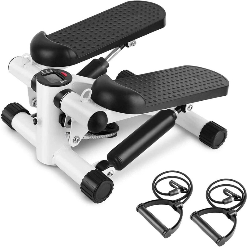 AASHRO MALL Mini Stepper with Resistance Band - Smoother & Safer Hydraulic Drive System Ab Exerciser(White)