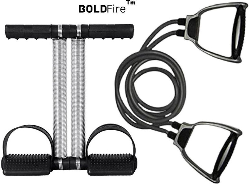 BoldFire Fitness Combo Double Spring Tummy Trimmer With Band Toning Tube(Pack of 2) Ab Exerciser(Multicolor)