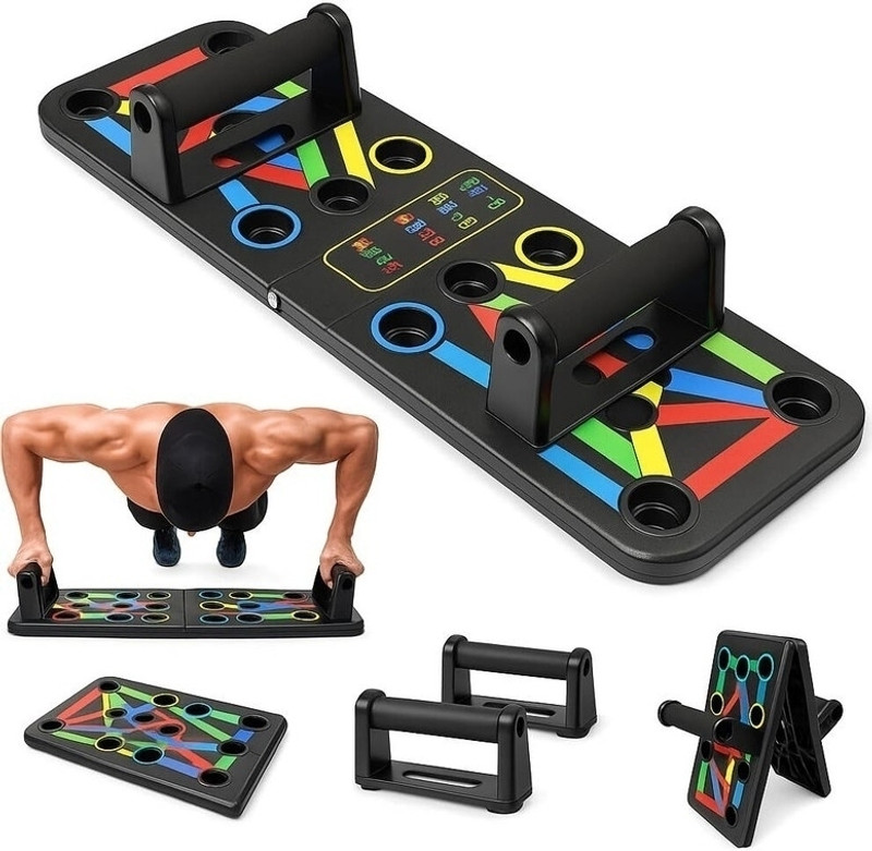 JIM 9-in-1 System Push Up Board for Chest, Shoulders, Ab Exerciser(Black)