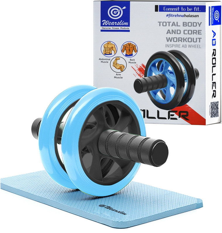 Wearslim Sky Blue Wheel Ab Roller with Knee Mat for Exercise and Core Workout Ab Exerciser(Blue)