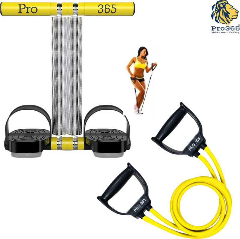 PRO365 Combo Of Double Spring Tummy Trimmer with black Toning Tube Ab Exerciser(Black, Yellow)
