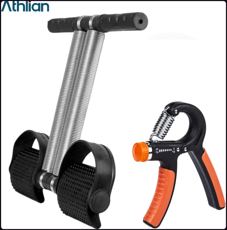 Athlian New_Double Tummy Trimmer & Adjustable Hand Gripper Combo for Home Workouts Ab Exerciser(Black, Orange)