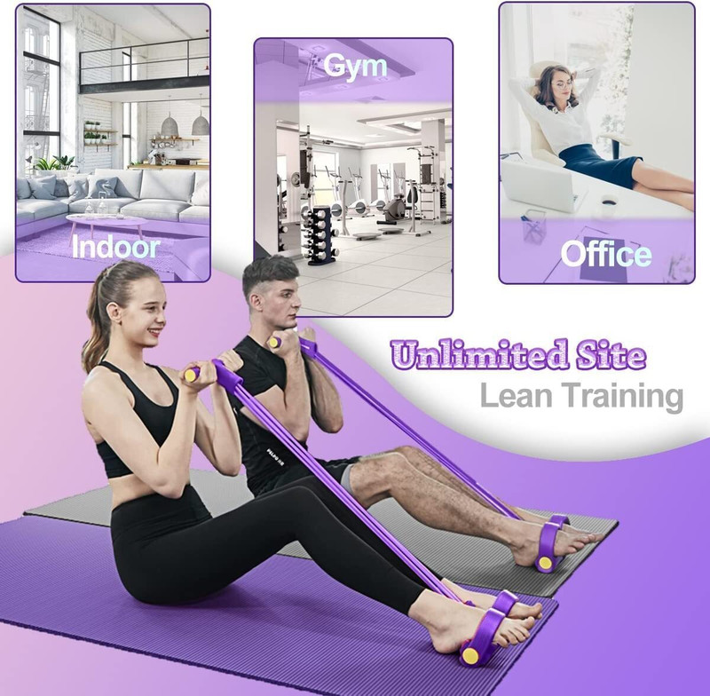 Owlix 4-Tube Pedal Puller Resistance Band. Elastic Pull Reducer for Abdomen & Stretchg Ab Exerciser(Multicolor)
