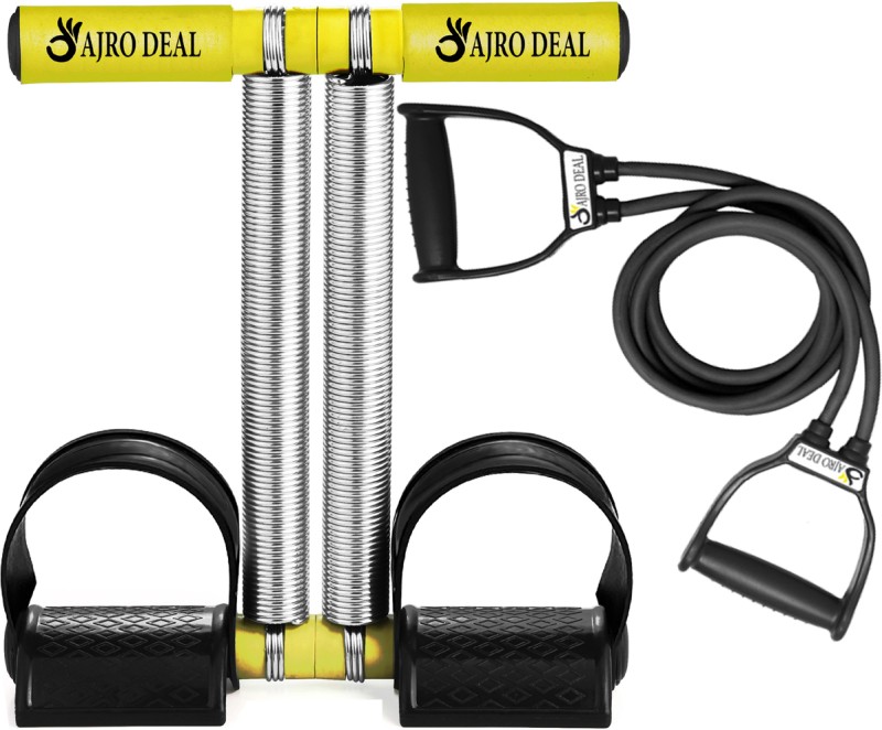 AJRO DEAL Double Spring Waist & Tummy Trimmer & Toning Band for Stretching, Home Fitness Ab Exerciser(Yellow, Black)