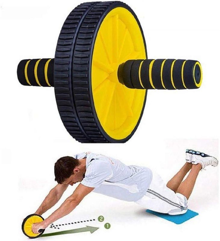 MITESHA Anti-Skid Double Wheel Total Body AB Roller for Abdominal Stomach with Knee Mat Ab Exerciser(Multicolor)