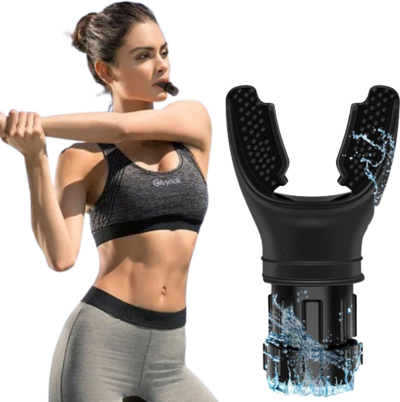 Oxyflow OxyBreeze Breathing Trainer with Jaw Trainer | Enhance Lung Capacity Ab Exerciser(Black)