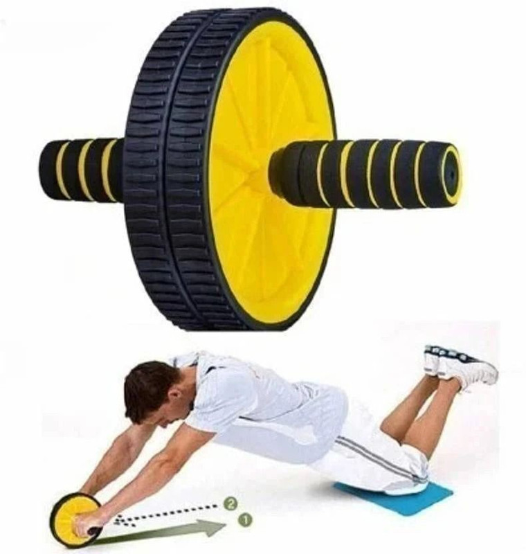 GJSHOP Fitness Ab Work-Out Ab Roller/Wheel Exerciser for Perfect Abdominal Muscles Ab Exerciser(Yellow)