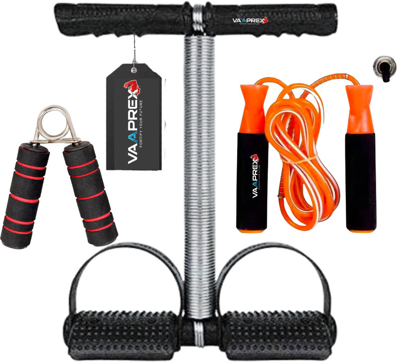 Jaibeer traders Durable Steel Tummy Trimmer With Foam Skipping Rope & Hand Gripper Ab Exerciser(Black)