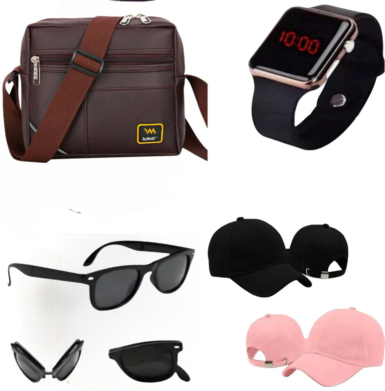 Khatu Card Holder, Watch & Sunglass Combo(Black, Brown)