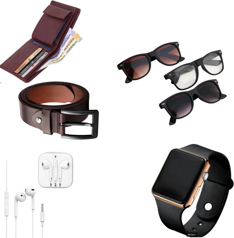 Kkhatu Wallet & Belt Combo(Black, Brown, White)