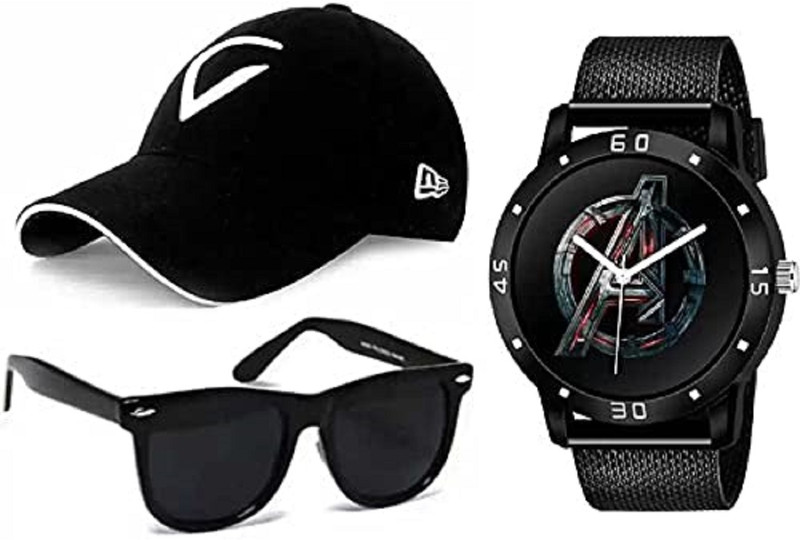 blutech Watch, Sunglass & Wallet Combo(Black)