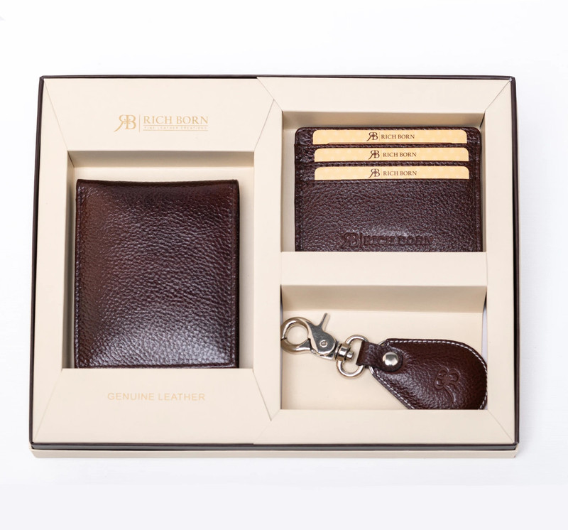 CONTACTS Card Holder, Wallet & Belt Combo(Brown)