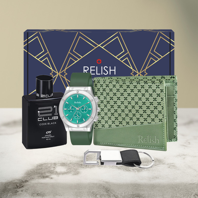 RELish Watch & Wallet Combo(Green)