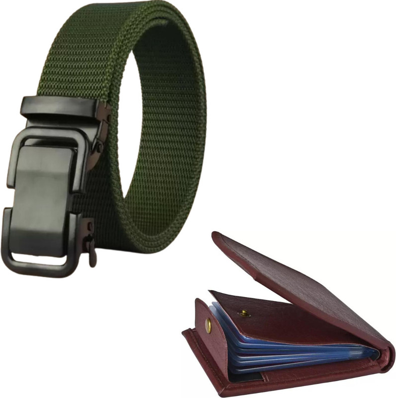 LUXURY LEATHER Wallet & Belt Combo(Green, Brown)