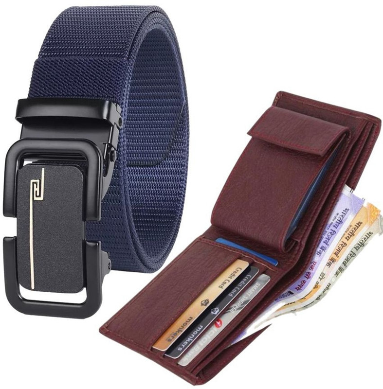 WILDHORN Wallet & Belt Combo(Blue, Brown)